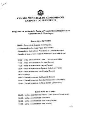 Relatório síntese da visita de S.Excia. o Presidente da República ao Concelho de São Domingos