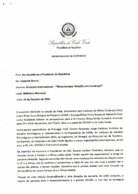 III Cimeira dos Chefes de Estado e Governo África -UE-Trípoli: Memorandum Interno