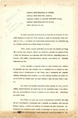 Mensagem do Presidente da Comissão de Controlo do Conselho Nacional da Guiné do PAIGC, na reunião do CSL