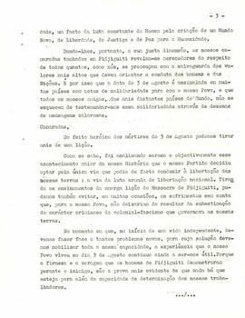 Mensagem proferida pelo Secretário Geral do Partido, camarada Aristides Pereira, por ocasião do 16° aniversário do massacre de Pidjiguiti