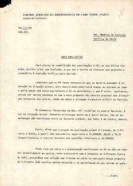 Ofício CN/580/84, do Conselho Nacional do PAICV aos membros da Comissão política