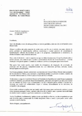Carta de Francisco José Fadul ao Secretário Geral da ONU, Kofi Annan