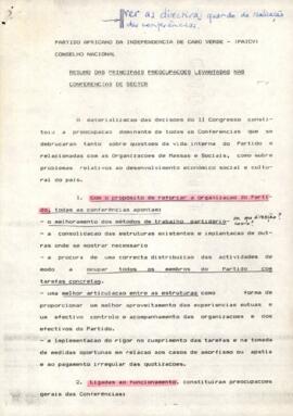 Resumo das principais preocupações levantadas nas Conferência de Setor do PAIGC