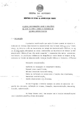 Considerações sobre o relatório da SEAP de 1988 e sobre o progresso da reforma administrativa