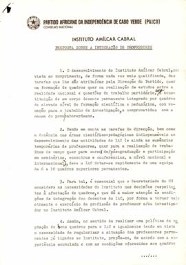 Proposta sobre a integração de professores no IAC