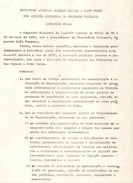 Relatório do Departamento de Organização à IVª Reunião Ordinária da Comissão Nacional da JAAC-CV
