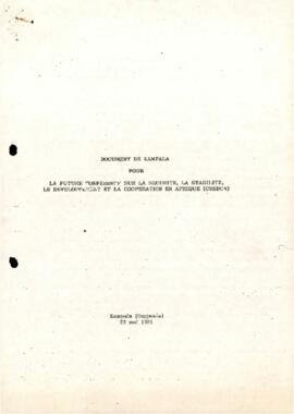 Document de Kampala  pour la future  conférence sur la securite, la stabilite, le développement et la coopération en Afrique