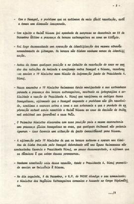 Relatório-síntese da missão do Camarada 1° Comandante Honório Chantre, membro da Comissão Política do PAICV e Ministro da Defesa Nacional a Guiné-Bissau, no dia 14 de janeiro de 1984