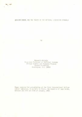 Amilcar Cabral and the theory of the national liberation struggle,by Nzongola-Ntalaja, Associate Professor of Political Economy, African Studies and Research Program, Howard University Washington, D. C.