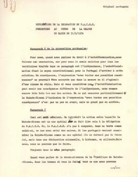 Réflexions de la délégation du PAIGC présentées au cours de la séance matinale du 31 mai 1974.