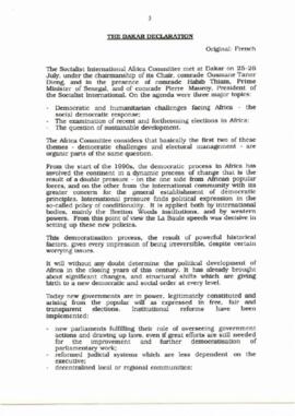 The Dakar Declaration