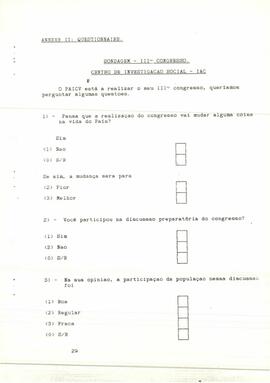 Sondagem por ocasião do III Congresso. Resultados