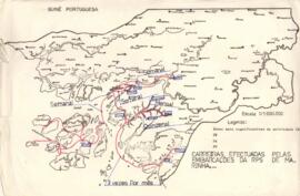 Mapa das carreiras efetuadas pelas embarcações da RPS de Marinha