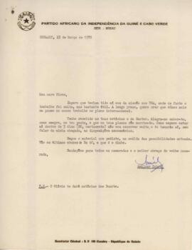 Carta de Amílcar Cabral ao Camarada Pedro Pires sobre a missão aos EUA