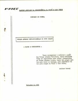 Forças Revolucionárias do Povo (FARP) : Bases e componentes, elaborado pelo Conselho de Guerra do PAIGC