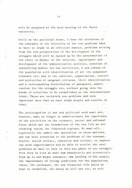 Mensagem de Boas Festas do Secretário Geral do Partido, Amílcar Cabral, endereçada aos camaradas e militantes