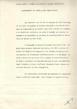 Acordo entre o Governo Português e o Partido da Independência da Guiné e de Cabo Verde (PAIGC)