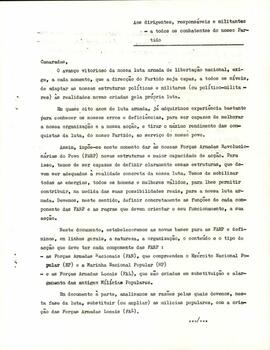 Forças Revolucionárias do Povo (FARP) : Bases e componentes, elaborado pelo Conselho de Guerra do PAIGC
