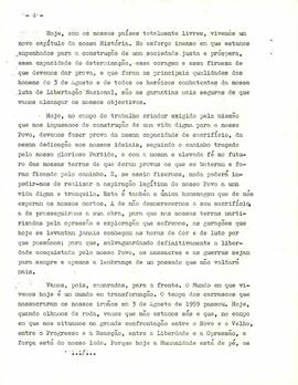 Mensagem proferida pelo Secretário Geral do Partido, camarada Aristides Pereira, por ocasião do 16° aniversário do massacre de Pidjiguiti