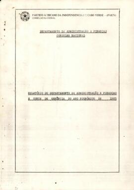 Relatório do Departamento de Administração e Finanças e Conta de Gerência do ano 1985