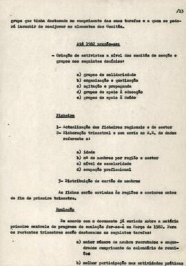 Relatório da OMCV e programa de ação para 1982