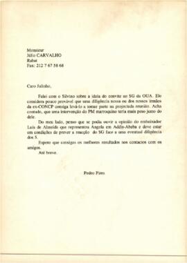 Carta do Presidente do PAICV, Comandante Pedro Pires ao Camarada Júlio de Carvalho