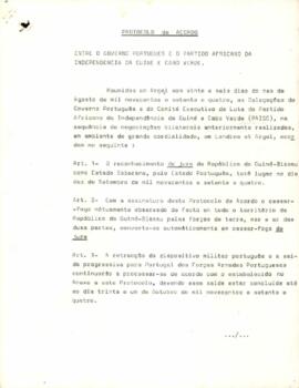 Protocolo de acordo entre o Governo Português e o Partido Africano para a Independência da Guiné e Cabo Verde