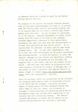 Mensagem de Boas Festas do Secretário Geral do Partido, Amílcar Cabral, endereçada aos camaradas e militantes