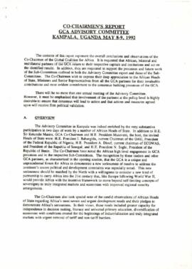 Co-Chairmen's Report, GCA advisory committee - Kampala, Uganda