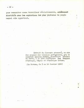 Discours  prononcé par Amílcar Cabral  sur les fondements et objetifs de la libération national