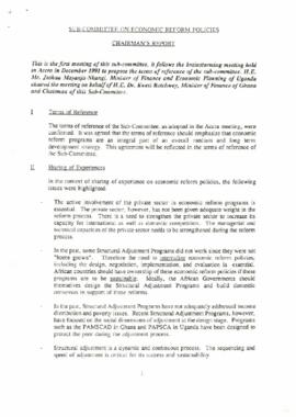 Chairmen's Report: Sub-committee on economic reform policies