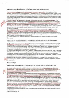 Sommet Mondial sur la Société de L'information: Message du Sécrétaire Général de L'ONU Kofi Annan