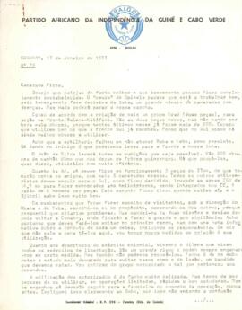 Carta nº 079, de Amílcar Cabral ao Camarada Pedro Pires