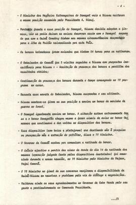 Relatório-síntese da missão do Camarada 1° Comandante Honório Chantre, membro da Comissão Política do PAICV e Ministro da Defesa Nacional a Guiné-Bissau, no dia 14 de janeiro de 1984