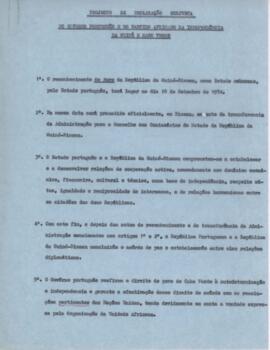 Projeto de declaração conjunta do Governo Português e do Partido Africano da Independência da Guiné e Cabo Verde