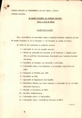 Comunicado da 5ª Sessão ordinária do Conselho Nacional do PAICV