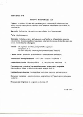 Memorando nº 4:  Empresa de Construção Civil