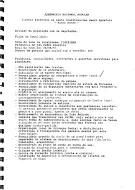 Relatório das deslocações dos deputados as várias localidades do círculo eleitoral de Santo Crucifixo, São Pedro Apostolo (Santo Antão) e das respetivas reuniões, por Jorge Morais Monteiro