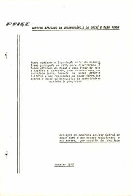 Mensagem do camarada Amílcar Cabral ao povo e aos combatentes e militantes, por ocasião do Ano Novo
