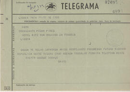 Telegrama dirigido ao camarada Pedro Pires por Brito