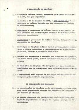 Notas relativas à organização do Simpósio Internacional Amílcar Cabral