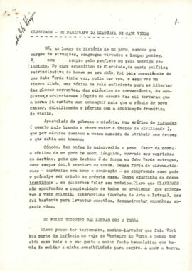 Simpósio sobre a cultura e a literatura cabo-verdiana. Claridade: Um parágrafo da história de Cabo Verde por Teobaldo Virgínio