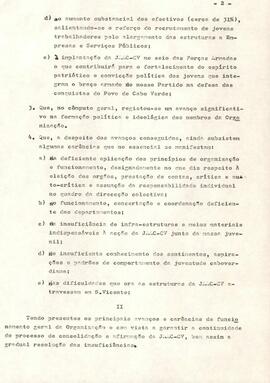Relatório do Departamento de Organização à IVª Reunião Ordinária da Comissão Nacional da JAAC-CV
