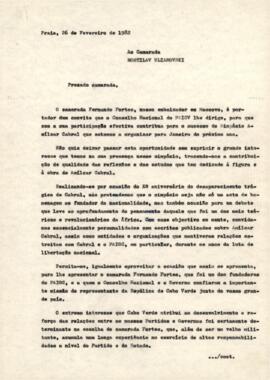 Carta-convite enviada ao camarada Rostilav Ulianovski, por Olívio Pires