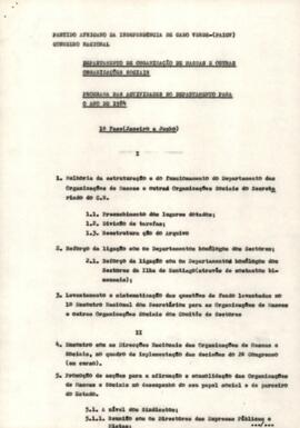 Programa das atividades do Departamento de Organização de Massas e outras Organizações Sociais