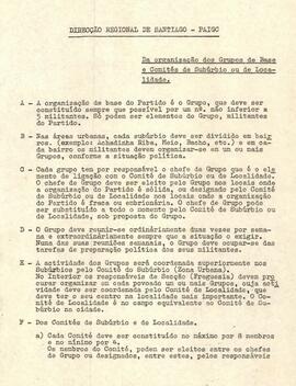 Direção Regional de Santiago. Da organização dos Grupos de Base e Comités de subúrbio ou de localidade