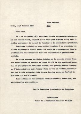 Carta- convite ao camarade Bruna Polimeni, por Olívio Pires, membre de la Commission Polítique du PAICV