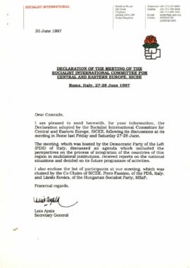 The Inter-African Socialist Democratic Colloquium: Declaration of the Meeting of the Socialist International Committee for Central and Eastern Europe, SICEE