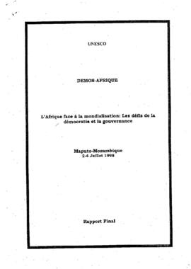 Rapport de la Conférence organisée par l'UNESCO, dans le cadre du projet DEMOS Afrique
