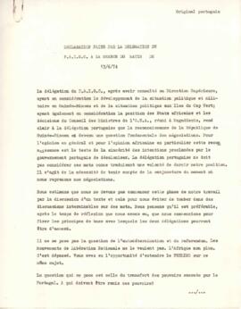 Déclaration faite par la délégation du PAIGC à la séance du matin de 13-06-74